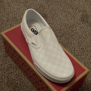 All White Checkered Vans